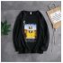 Long Sleeves and Round Neck Top Male Loose Sweater Pullover with Unique Pattern Decor 720 black L