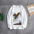 Long Sleeves and Round Neck Top Male Loose Sweater Pullover with Unique Pattern Decor 720 white 2XL