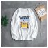 Long Sleeves and Round Neck Top Male Loose Sweater Pullover with Unique Pattern Decor 720 white 2XL