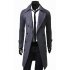 Long Trench Coat Warm Thicken Woolen Long Overcoat Quality Slim Black Male Overcoat black XXXL