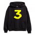 Loose Hoodie with Letters and Number Decor Long Sleeves Pullover Top for Man and Woman A black L
