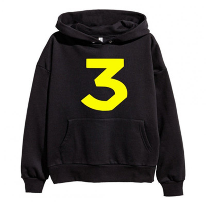 Loose Hoodie with Letters and Number Decor Long Sleeves Pullover Top for Man and Woman B black_XXXL