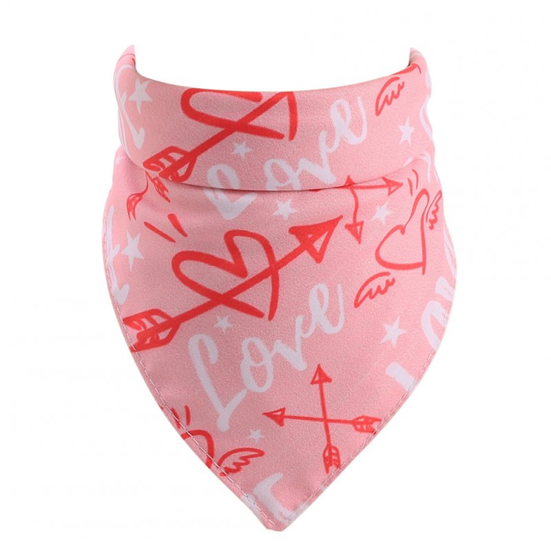 Love Heart Pattern Pet Cat Dog Saliva Towel Triangular Bandage for Valentine's Day Pink