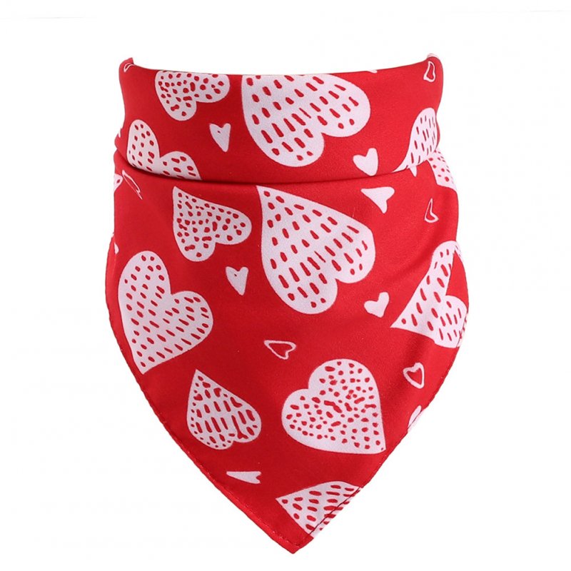 Love Heart Pattern Pet Cat Dog Saliva Towel Triangular Bandage for Valentine's Day red