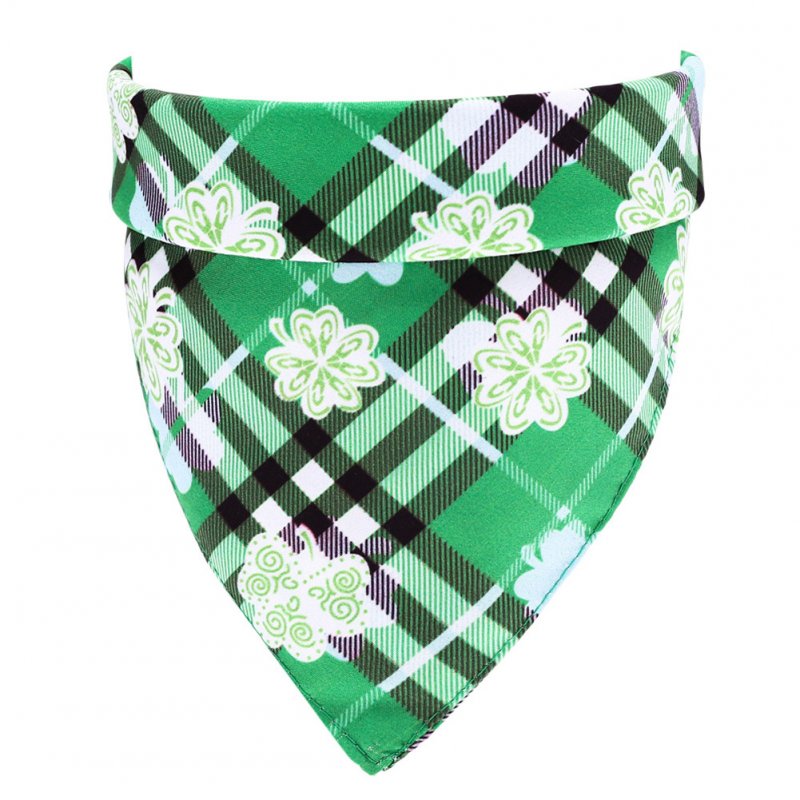 Lucky Green St. Patricks Day Pet Bandanas Scarf Saliva Towel Green plaid