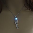 Luminous Alloy Open Cage Mermaid Skull Head Necklace DIY Pendant Halloween Glowing Jewelry Gift NY047 Beauty