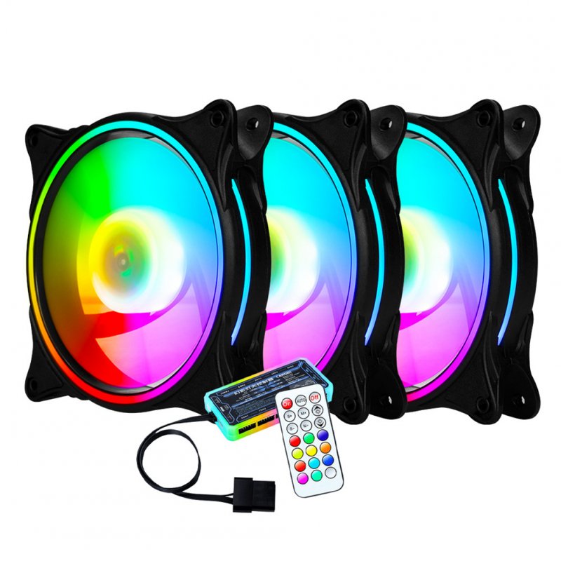 Luminous Case Cooling Fan 120mm Silent Hydraulic Case Radiator Desktop Computer Chassis Cooling Cooler black 3 three-aperture RGB