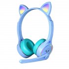 Luminous Led Cute Cat Ears Headphones Bluetooth Wireless Stereo Music Headset With Microphone Sy-t30 light blue