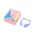 Luminous Led Cute Cat Ears Headphones Bluetooth Wireless Stereo Music Headset With Microphone Sy-t30 Blue and white