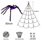 Luminous Scary Spider Halloween Decorations With Triangle Web For Halloween Yard Garden Lawn Haunted House Party Decor set