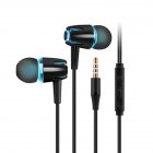 Luminous Subwoofer In-ear Headphones 3.5mm Jack Noise Cancelling Sport Earbuds With Microphone Compatible For Vivo Black blue E18 Tuning Upgrade