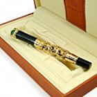 Luxury Golden Chinese Ming Dynasty Emperor Style Dragon Play Jade Ball Fountain Pen Fine Tip