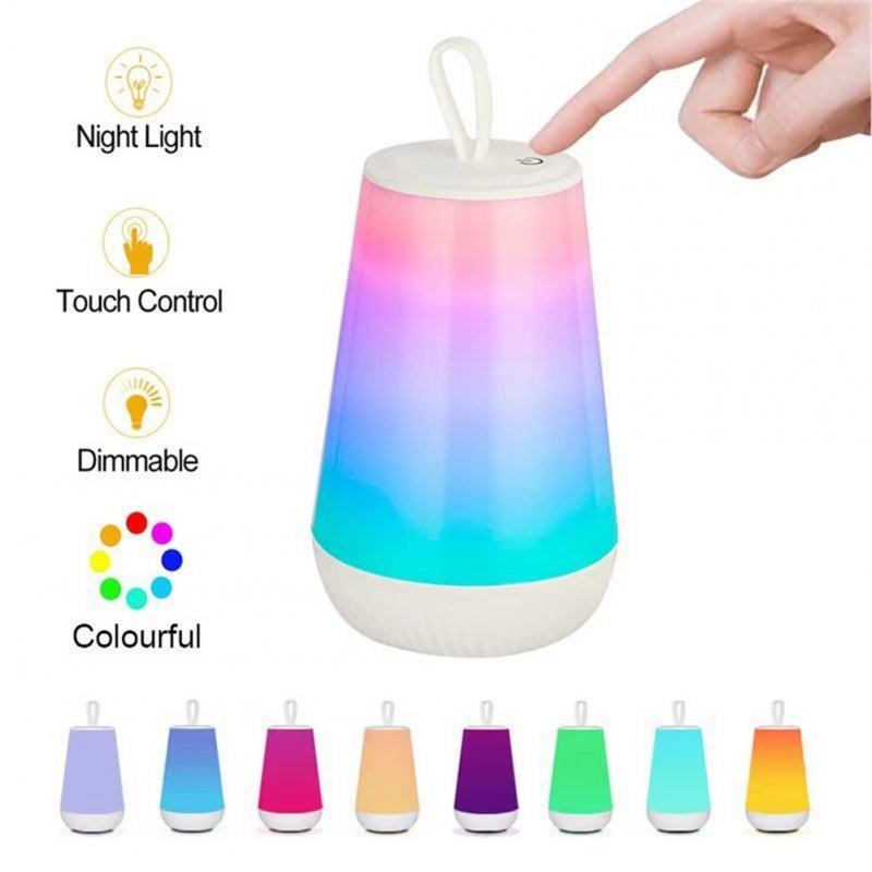 3W Night Light Portable IP44 Waterproof 4 Brightness Settings RGB Colorful Bedside Light Outdoor Camping Lamp