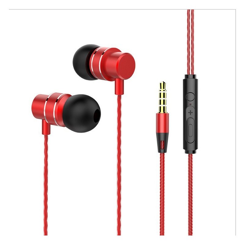 M01 3.5mm Metal In-ear Earphone Music Earbuds Line Control Strong Bass Headset(with Tuning Key) M01 red