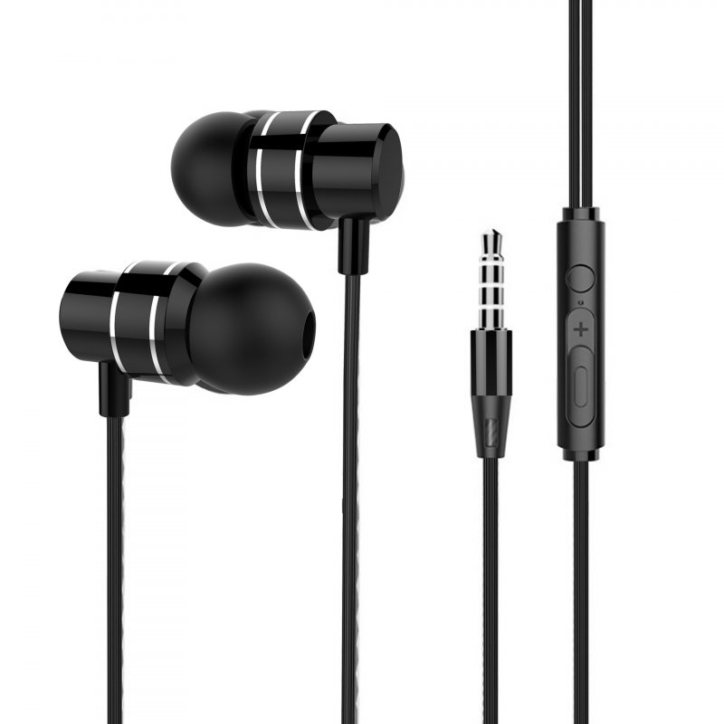 M01 3.5mm Metal In-ear Earphone Music Earbuds Line Control Strong Bass Headset(with Tuning Key) M01 black