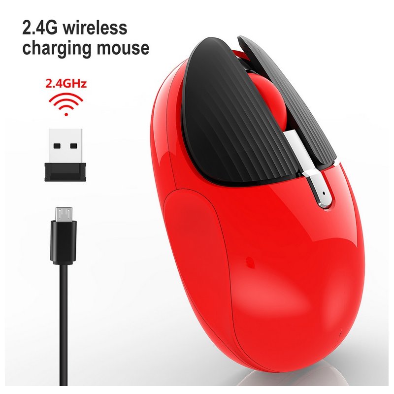 M106 Rechargeable 2.4g Wireless Mouse Mute Rabbit Mouse Back computer desktop Office Mouse With One Click red