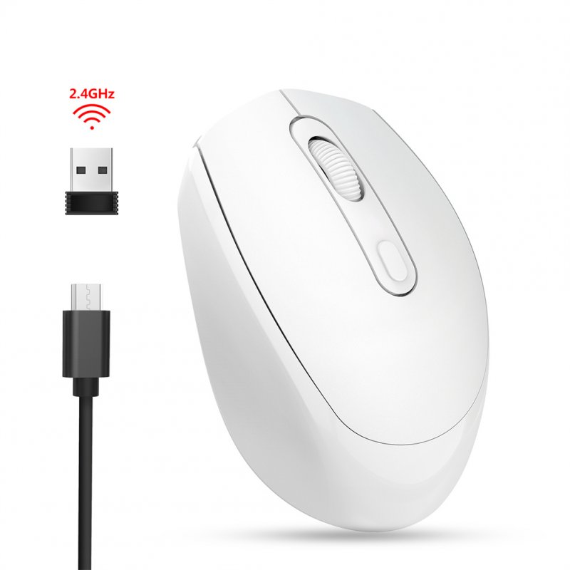 M107 Rechargeable 2.4g Wireless Mouse Silent Ergonomic Gaming Office Mouse For Laptop Desktop White
