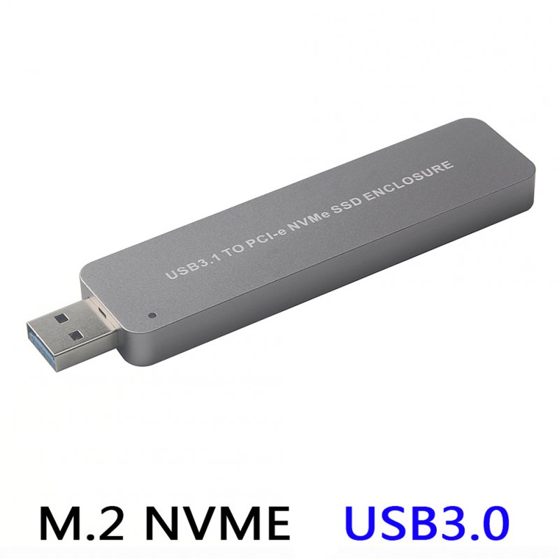 M2 NVME to USB 3.0 Mobile Hard Disk Box M2 NGFF PCIE SSD Solid State to USB3.0 Adapter Silver grey