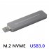 M2 NVME to USB 3 0 Mobile Hard Disk Box M2 NGFF PCIE SSD Solid State to USB3 0 Adapter Silver grey