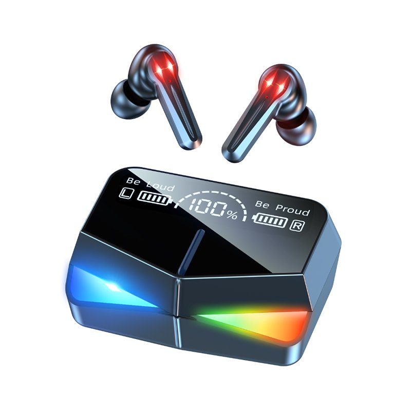 M28 Bluetooth 5.1 Headset 9D Stereo Wireless Gaming Low-latency Sports Earbuds RGB Gaming Headset Black