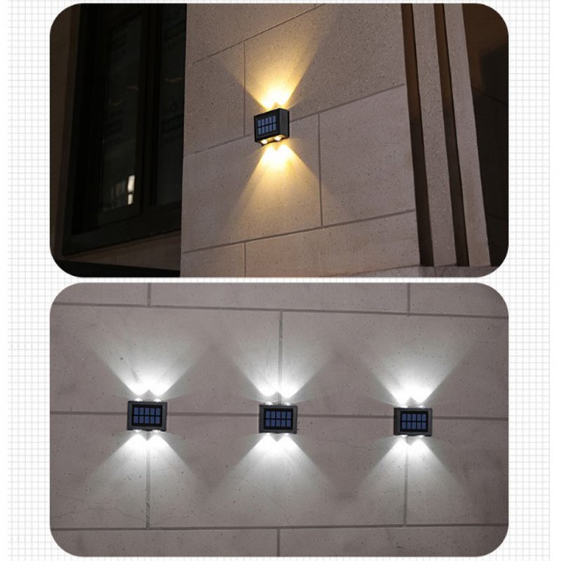 2pcs Solar Wall Lamp 2 Colors Outdoor Waterproof Up Down Luminous Night Light for Garden Courtyard Warm White