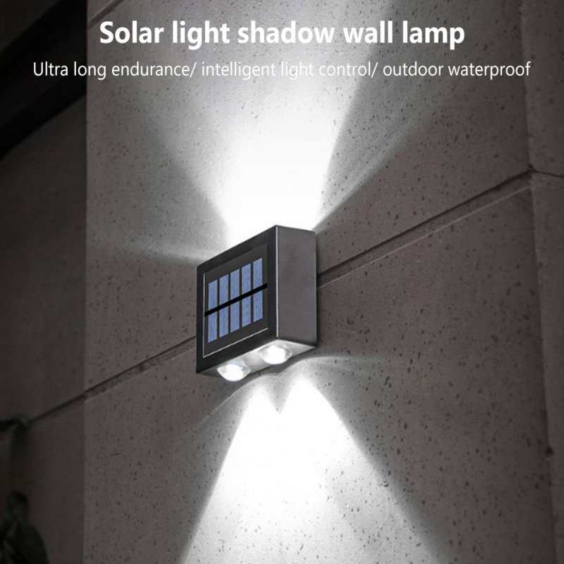 2pcs Solar Wall Lamp 2 Colors Outdoor Waterproof Up Down Luminous Night Light for Garden Courtyard Warm White
