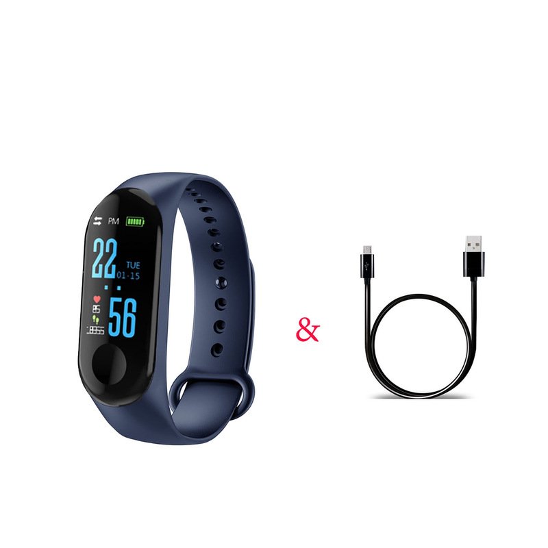 M3 Pro Smart Watch Sport Band Blood Pressure Sleep Monitor Drinking Remind Wristband Bracelet Navy blue