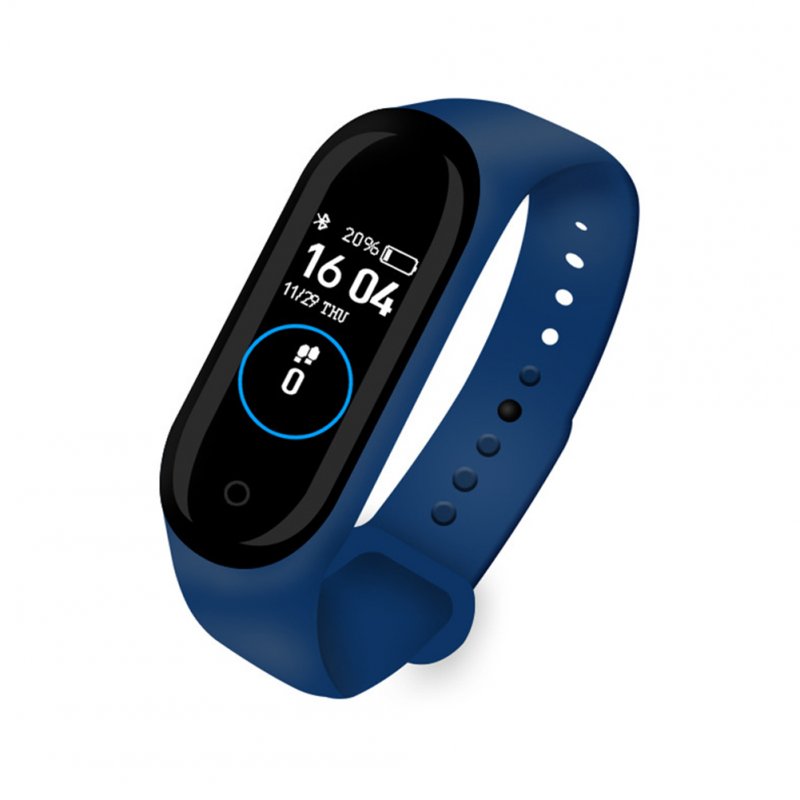 M4 Smart Band Sport Fitness Pedometer Bracelet Blood Pressure Wristband Walk Step Counter Base charge-blue