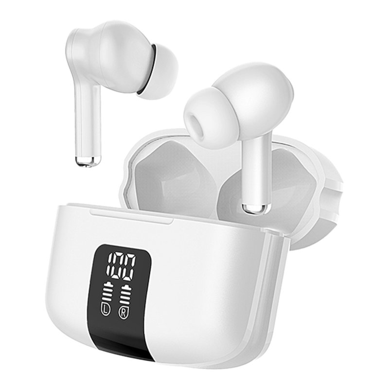 M48P Gaming Earbuds True Wireless Stereo Sound Earphone Life Waterproof V5.3 Lightweight Portable Noise Cancelling Mic Headphone White