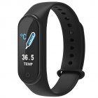 M4s Body Temperature Smart Watch Magnetic Charging Ip67 Waterproof Pedometer Heart Rate Monitor Bracelet Black