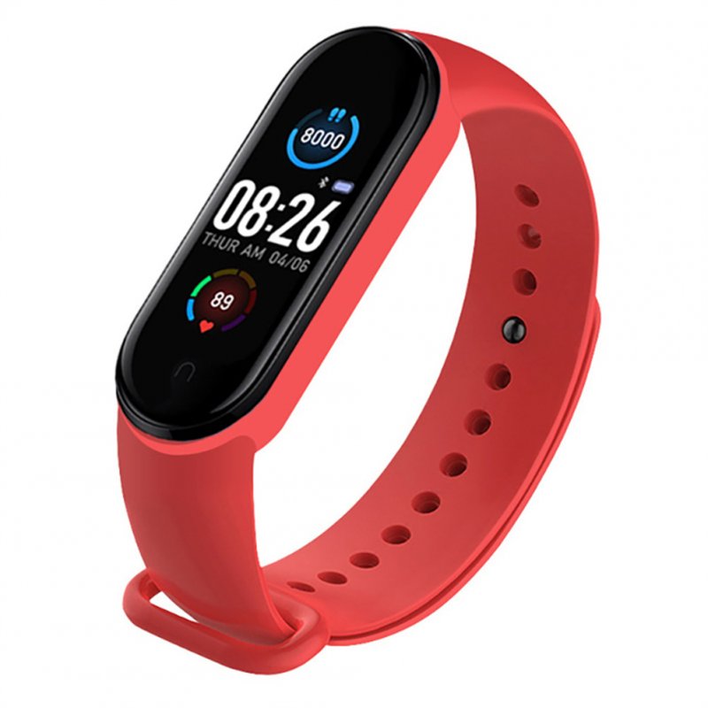 M5 Smart Watch Waterproof Heart Rate Blood Pressure Monitor Fitness Sports Smart Band Compatible For Ios Android red