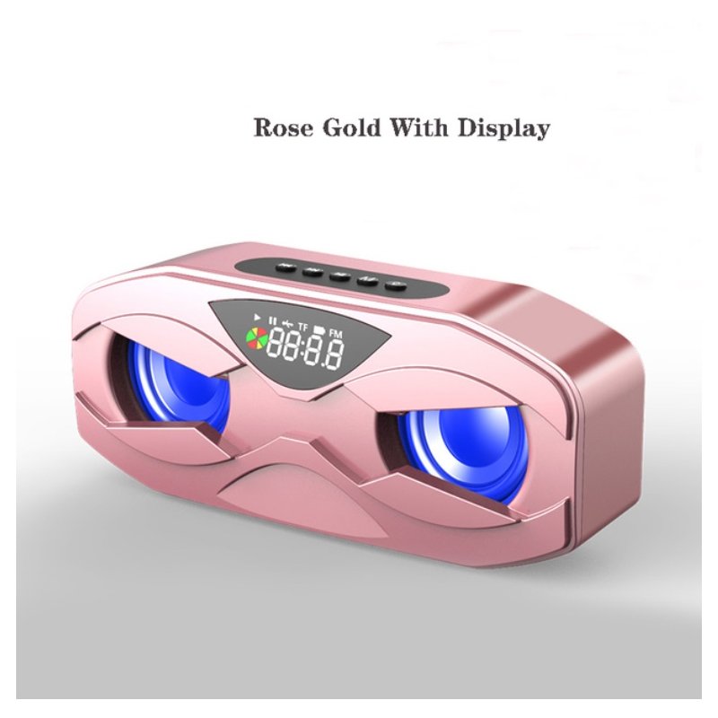M5 Wireless Bluetooth-compatible Speaker Dual Speakers Stero Subwoofer Outdoor Portable Small Radio With Display Rose gold