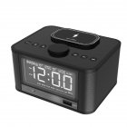 M7 Multifunctional Bluetooth compatible  Speaker Led Screen Home Hotel Hi fi Stereo Desktop Wireless Charging Digital Alarm Clock black EU plug
