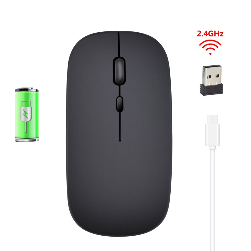 M80 2.4G Wireless Rechargeable Charging Mouse Ultra-Thin Silent Office Notebook Opto-electronic Mouse black