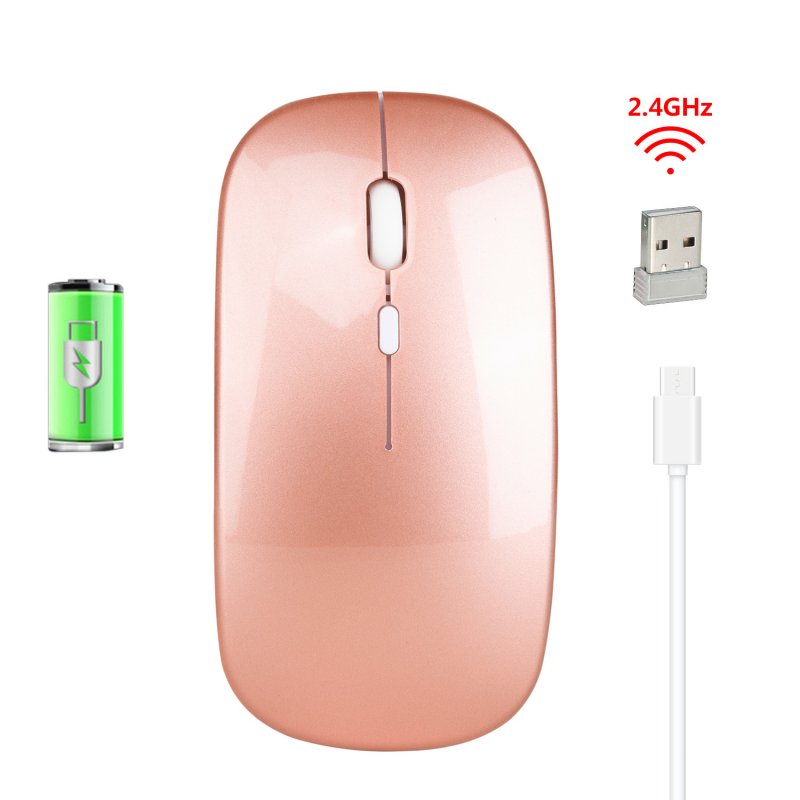M80 2.4G Wireless Rechargeable Charging Mouse Ultra-Thin Silent Office Notebook Opto-electronic Mouse Rose gold