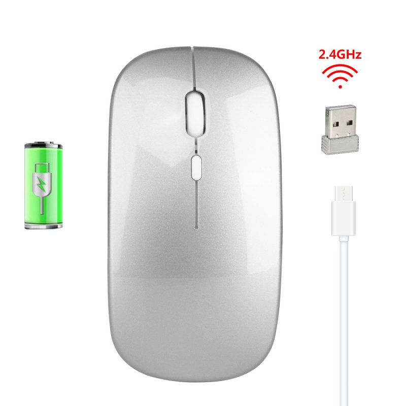 M80 2.4G Wireless Rechargeable Charging Mouse Ultra-Thin Silent Office Notebook Opto-electronic Mouse Silver