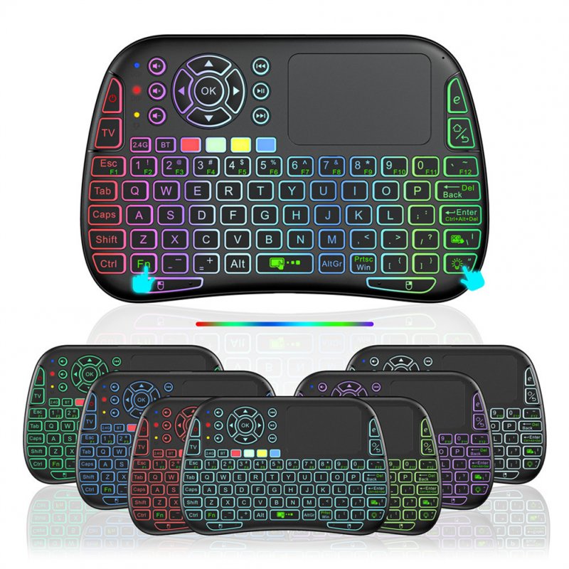 M9 Smart Wireless Mini Keyboard Bluetooth-compatible 2.4g Dual Mode Touchpad Colorful Backlight Keyboard black English+Russian