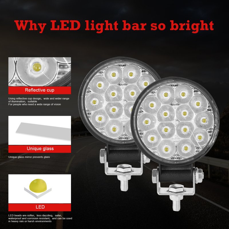 2PCS 10-30V 6000K 72W Car LED Light Mini 3 inch 14 beads Round Lamp Off-road Car Headlights Motorcycle Spotlights