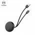 MCDODO Circle Series Lightning Cable Mini Easy Organized Retractable Design Cute Charging Cable for iPhone iPad 90cm  Black