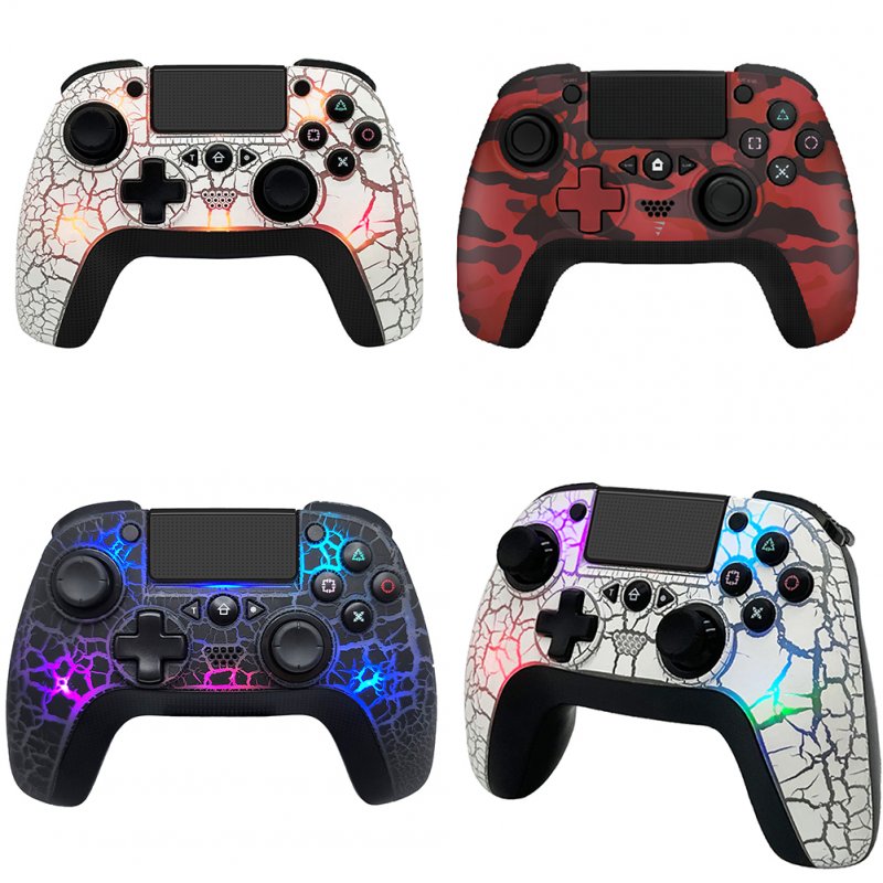 Bluetooth Controller Compatible for Ps4 Game Console Gyroscope Game Handle with Rgb Crack Light 