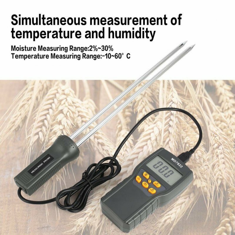 MD7822 Digital Grain Moisture Meter Temperature Thermometer Humidity Tester(No Power) MD7822