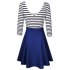 MISSKY Women s 3 4 Sleeve Slim Fit Black White Stripe Casual Cocktail Cute Mini Swing Dress Green 2XL