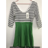 MISSKY Women s 3 4 Sleeve Slim Fit Black White Stripe Casual Cocktail Cute Mini Swing Dress Green 2XL