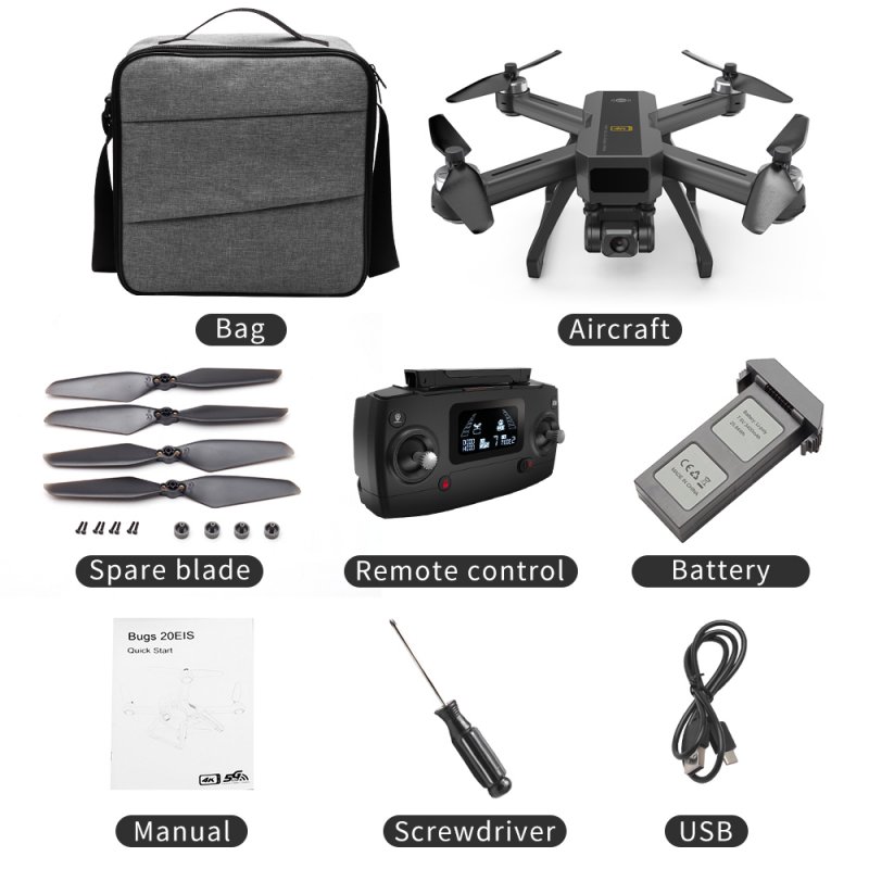 MJX B20 EOS With 4K 5G WIFI Adjustable Camera Optical Flow Positioning Brushless RC Quadcopter Drone RTF Storage bag 1 battery
