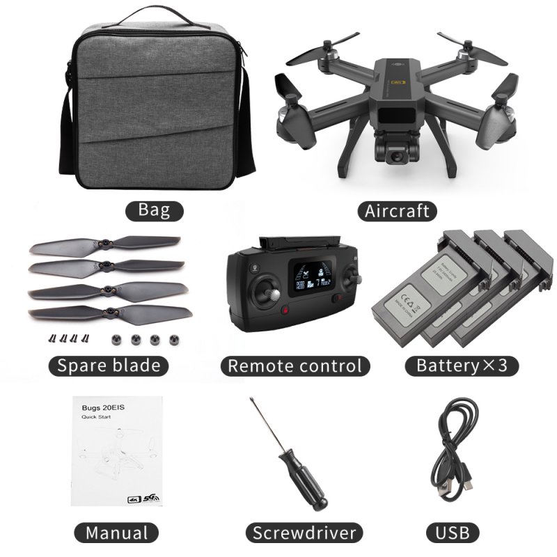 MJX B20 EOS With 4K 5G WIFI Adjustable Camera Optical Flow Positioning Brushless RC Quadcopter Drone RTF Storage bag 3 batteries