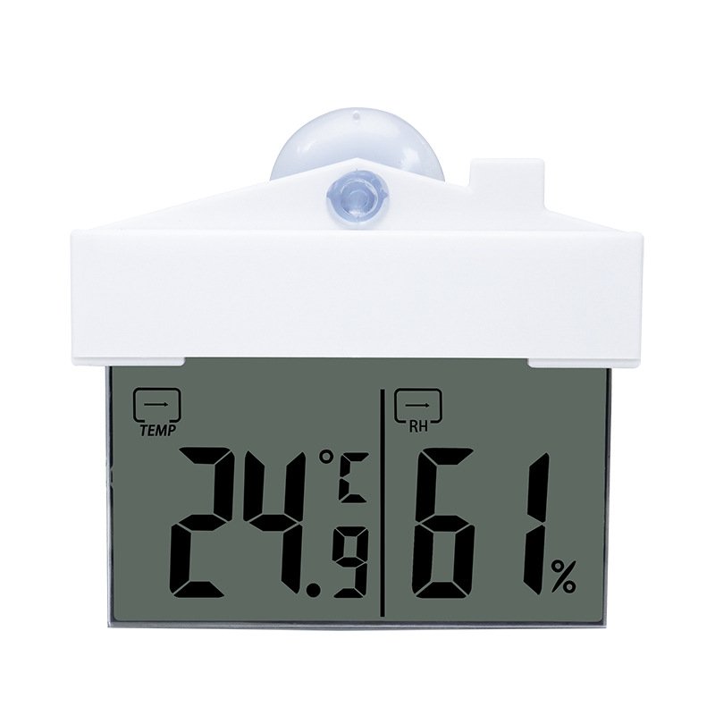 Digital Lcd Window Thermometer Hygrometer Indoor Outdoor Weather Humidity Meter With Suction Cup 