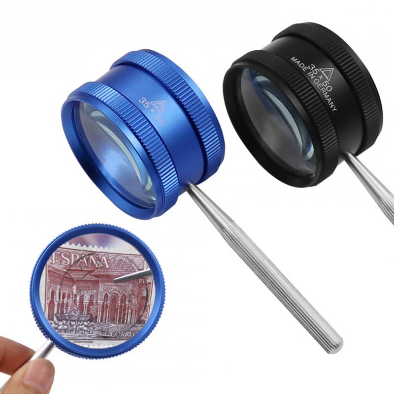 35x 50mm Handheld Magnifier Optical Glass Magnifying Glass for Antique Jewelry Amber Diamond Jade Appraisal 
