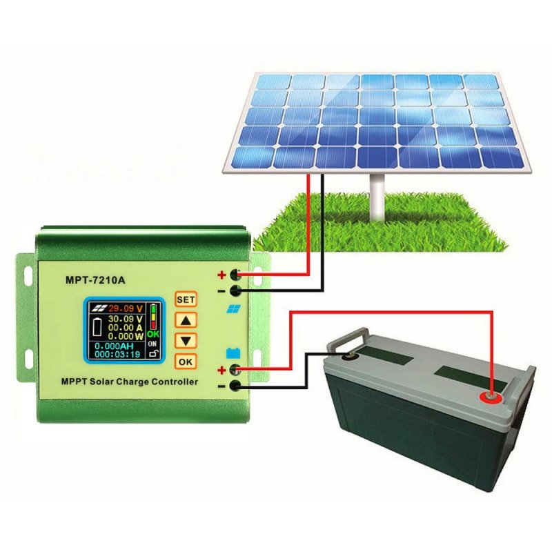 MPT-7210A LCD MPPT Solar Panel Charge Controller Aluminum Alloy for Lithium Battery 24V / 36V / 48V / 60V / 72V Battery Pack MPT-7210A