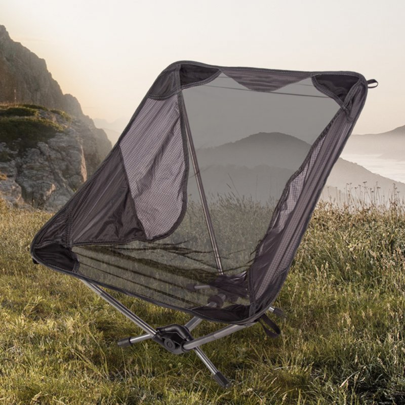 Outdoor Folding Chair with Storage Bag Portable Ultralight Breathable Camping Picnic Beach Fishing Seat Black