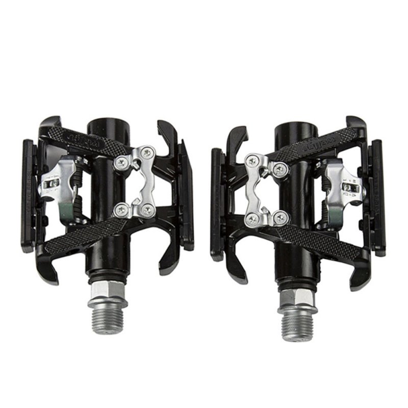MTB Bicycle Double-sides Ball Bearing Pedal Aluminum Alloy Self-locking Pedal black_C099 pedal